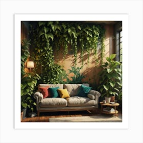 Living Room With Plants Art Print