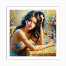 Girl At The Table Art Print