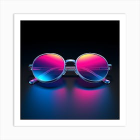 Sunglasses On A Black Background Art Print