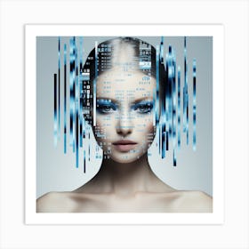 Futuristic Woman'S Face Art Print