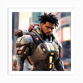 3d Dslr Photography The Weeknd Xo, Cyberpunk Art, By Krenz Cushart, Wears A Suit Of Power Armor Art Print