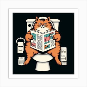 Cat Reading Newspaper 2 Art Print