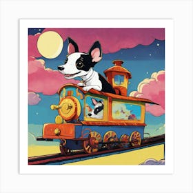 A Smiling Magic Train With A Black And White Rat T (3) Art Print