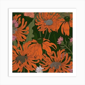 Orange Flowers 2 Art Print