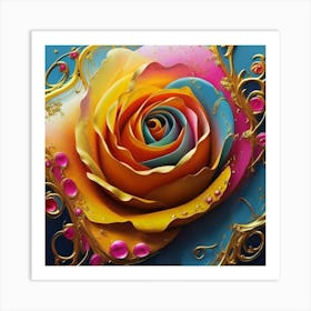 Abstract painting of a magical organic rose 11 Art Print