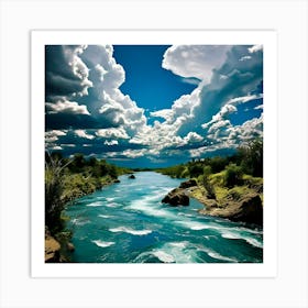 River And Clouds Art Print