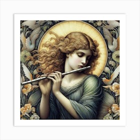 Angel Playing Flute Art Print