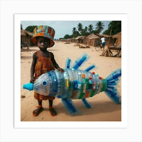 Fish Made Of Plastic Bottles Art Print