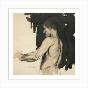 Study, Half Length Figure Of A Naked Man By Magnus Enckell Art Print