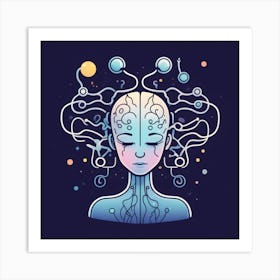 Woman With A Brain 2 Art Print