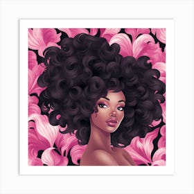 Afro Girl With Flowers 2 Art Print