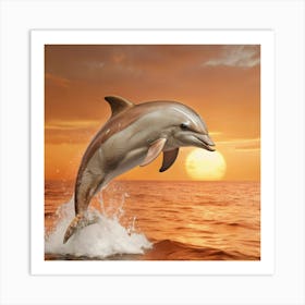 A Playful Dolphin Jumping Out Of The Ocean Art Print