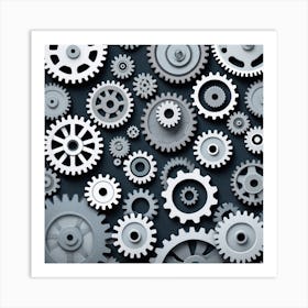 Gears On A Black Background 29 Art Print