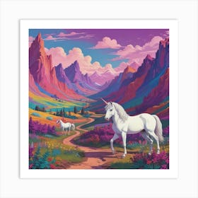 Unicorns In The Mountains 2 Art Print