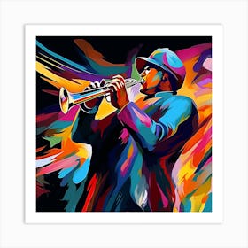 Jazz Musician Playing Trumpet 3 Art Print