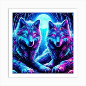 Cosmic Electric Wolves 3 Art Print