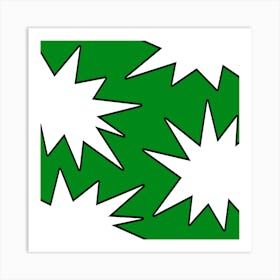 Green And White Starbursts Art Print