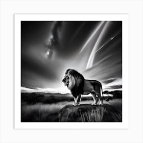 Lion In The Night Sky 1 Art Print