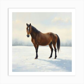 Horse In The Snow 9 Art Print