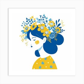 Girl With Flowers In Her Hair 2 Art Print