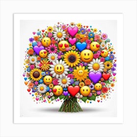 Emoji Smiling ☺️ Tree Art Print