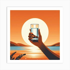 Hand Holding A Glass Of Water Art Print