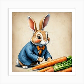 Rabbit With Carrots 43 Art Print