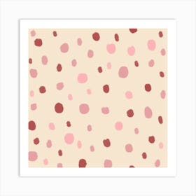 Soft pink polka dots Art Print