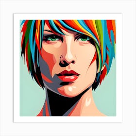 Portrait Of A Woman With Colorful Hair Art Print