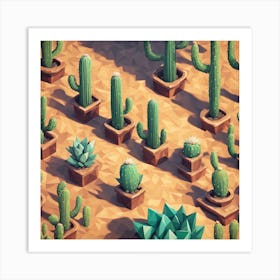 Low Poly Cactus Art Print