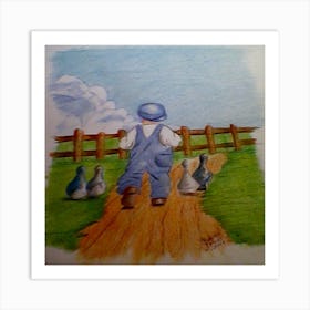 Boy With Ducks Art Print