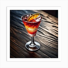 Cocktail On A Wooden Table Art Print