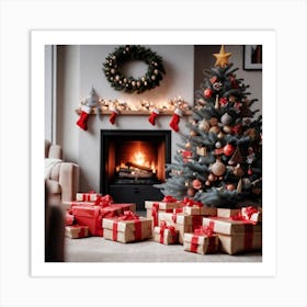 Christmas Tree In Living Room 4 Art Print