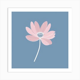 A White And Pink Flower In Minimalist Style Square Composition 109 Art Print