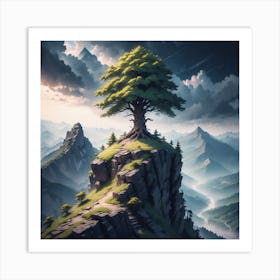 Tree On Top Of Mountain 7 Art Print