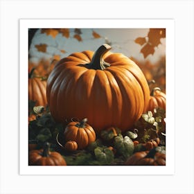 Pumpkins In A Field Art Print