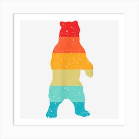 Bear Silhouette Retro Vintage Style 70s 80s Distressed Art Print