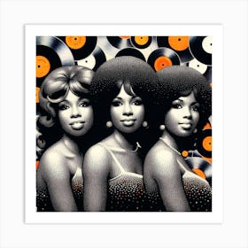 Polka Dots 70s Music Throwback vinyl Background Art Print