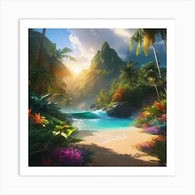 Tropical Landscape Painting 3 Art Print