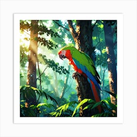 Parrot In The Forest 1 Art Print