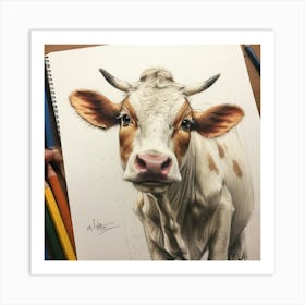 Cow Drawing Art Print