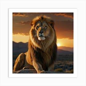 Lion At Sunset 6 Art Print