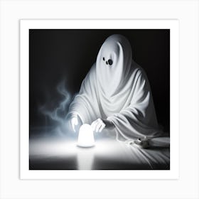 Ghost With A Candle Art Print