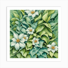 White Flowers Art Print