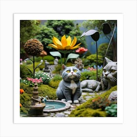 Miniature Cat Garden 1 Art Print