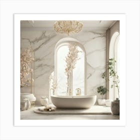 White Marble Bathroom Art Print