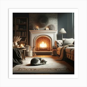 Cozy Living Room Wall Print Art A Comforting Scene Of A Warm Living Room, Perfect For Adding A Sense Of Relaxation And Homeliness To Any House Art Print