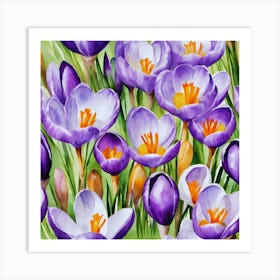 Crocus Watercolor Painting Art Print