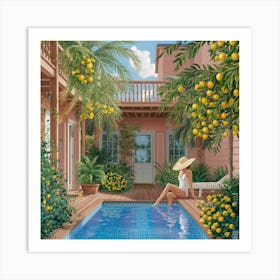 Moroccan Oasis Tranquil Retreat By The Pool (4) Art Print