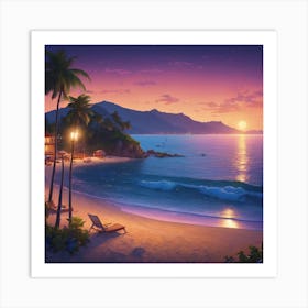 Sunset At The Beach Art Print